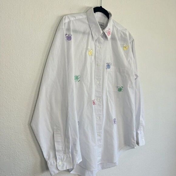 Las Olas Vintage Womens Rainbow Ladybug Button up Blouse Long Sleeve Size Large - Picture 9 of 11
